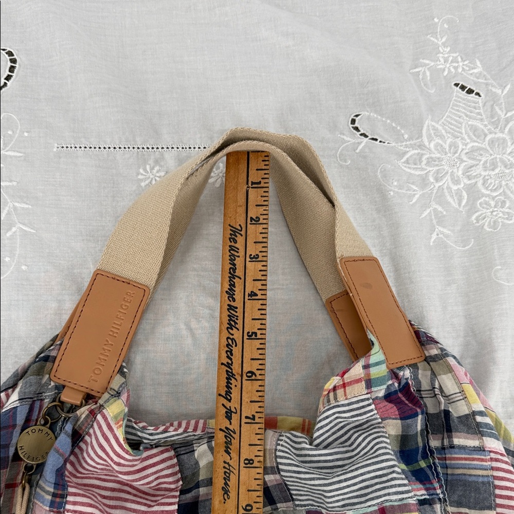 Tommy Hilfiger Bag Purse Shoulder Tote Multicolor Patchwork Preppy Summer Beach - Picture 11 of 12